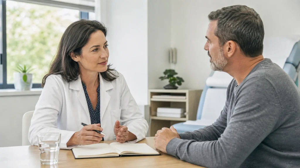 Consultation médicale au sujet d’un traitement GLP-1
