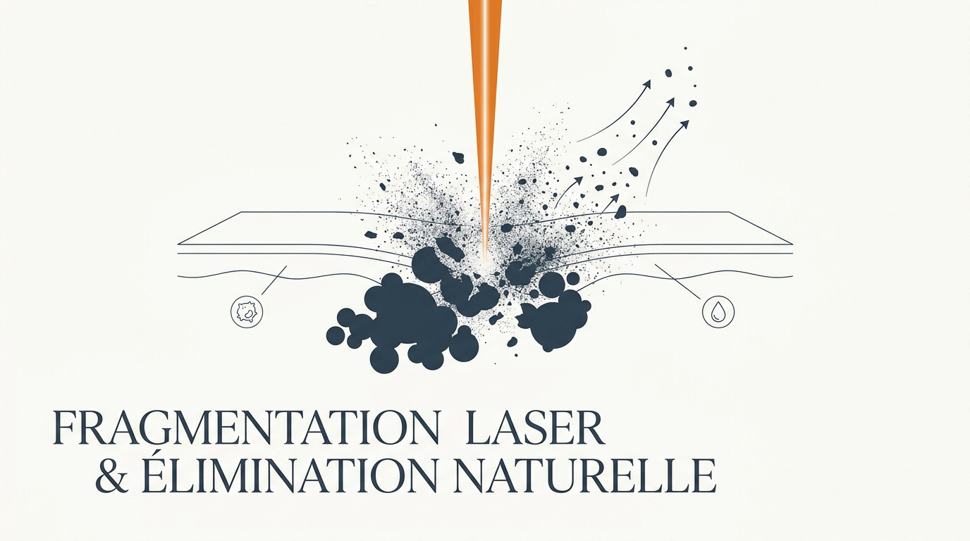 Fragmentation des pigments de tatouage par laser et élimination par l'organisme