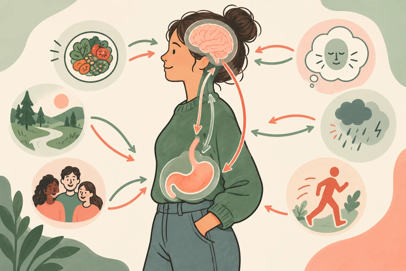 Schéma simplifié du dialogue entre le tube digestif et le cerveau.