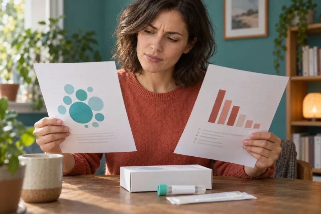 Deux rapports et un kit de prélèvement illustrent la question de l’interprétation des tests commerciaux du microbiote.